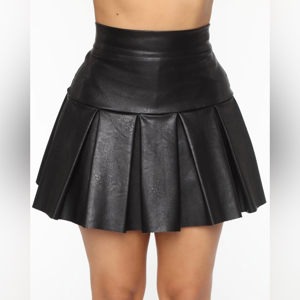 Pleather Pleated Mini Skirt